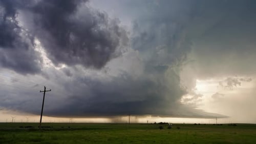 Beautiful Severe Weather Thunderstorm Clouds Over Fields