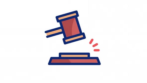 Gavel Striking Block Animation Icon for Justice and Law