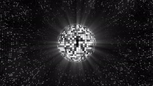 Rotating Disco Ball Animation with Bright Light Rays