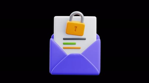 Secure Digital Message 3D Icon Animation