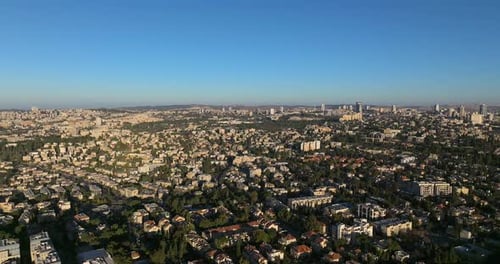 Aerial view of central Jerusalem city houses