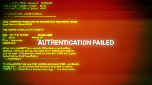 Authentication Failed On Hacking & Error Message Digital Screen Message On Computer Screens