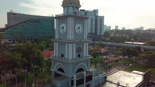 Johor Bahru City Square Clock Tower aerial view, Malaysia
