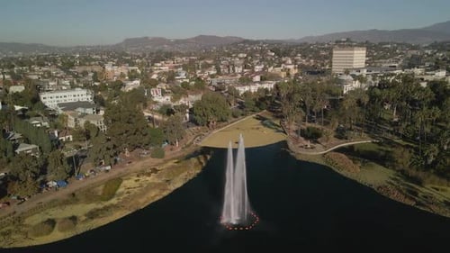 Echo Park Lake, fountain view