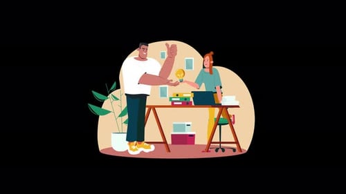 Two Business People Sharing Idea Flat Design Animation