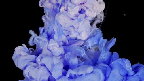 Ethereal Glitter Infusion Blue and Pink Ink Spreading in Water on Abstract Background