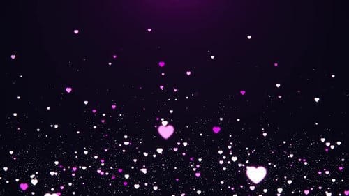 Animated Glowing Hearts and Particles Background Loop