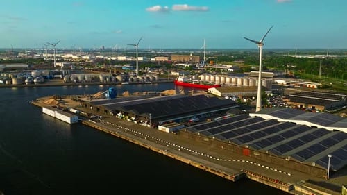 Zeebrugge Belgium 10082025 Aerial View on the Seaport of Bruges Car Transportation Terminal