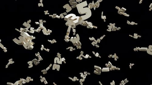 Falling 3D Golden Numbers and Percentage Symbols Animation