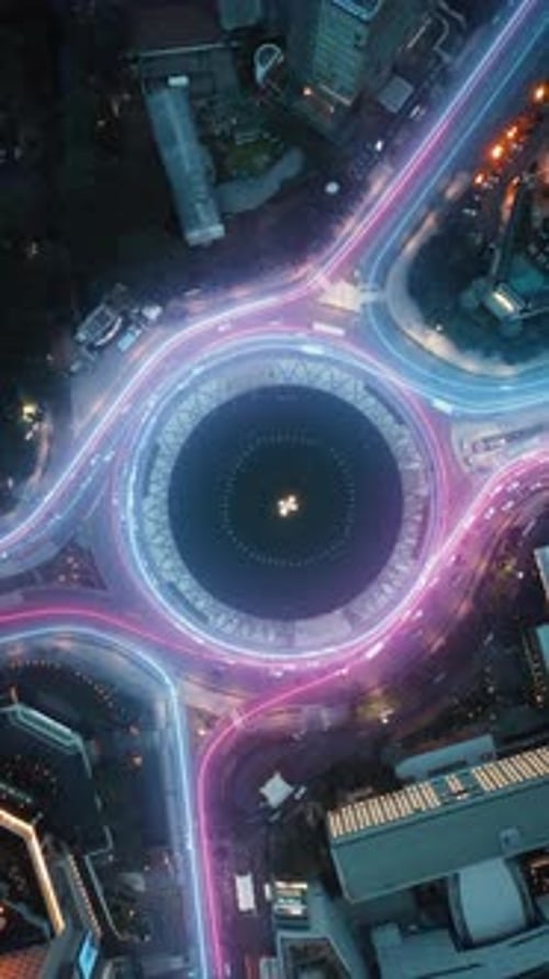 La circulation nocturne met en valeur une métropole avec des superpositions de données en réalité augmentée mettant en évidence