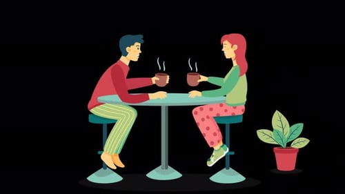 Man And Woman On A Balcony Animation Alpha Channel 4K