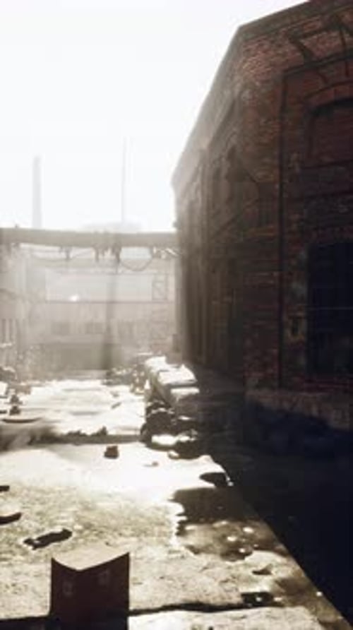 Urban Street With Brick Building and Box Vertical