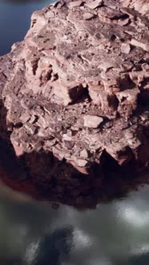 A Majestic Rock Formation Standing Tall in the Midst of a Serene Body of Water