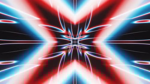 Abstract blue and red flash neon tunnel vj loop animation