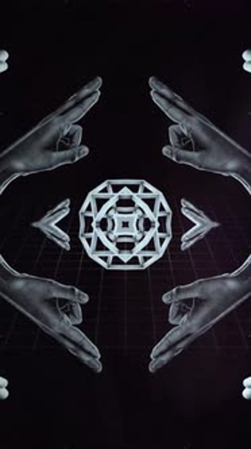 Abstract Symmetrical Hypnotic Hands and Geometric Pattern Loop