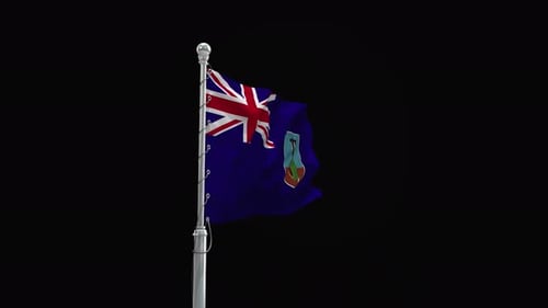 Seamless Loop of Montserrat Flag Waving on Flagpole