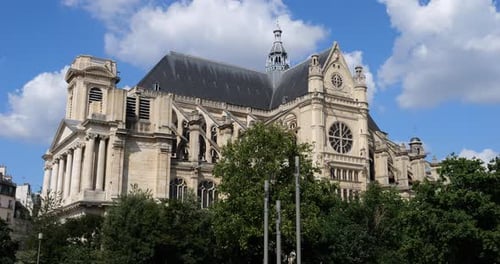 La façade sud de l'église Saint-Eustache, 1er arrondissement, Paris, Île-de-France, France