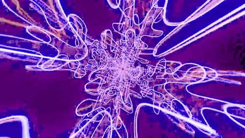 Neon Sci-Fi Abstract Glowing Wavy Lines Tunnel