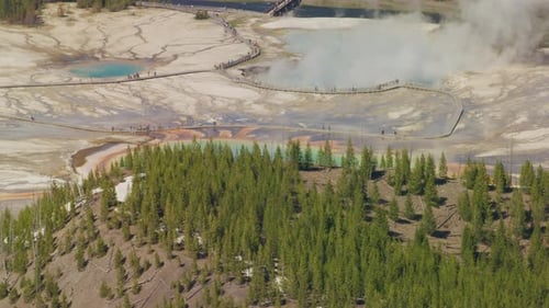 Yellowstone National Park, Wyoming. Aerial Shot Of Grand Prismatic Hot Spring In Yellowstone Nati...