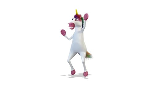 Dancing 3d Unicorn on White Background