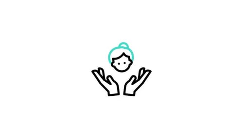 Flat Design Animated Icon of Caring Hands and Head