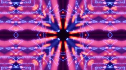 Dynamic Abstract Neon Glowing Light Kaleidoscopic Loop Background