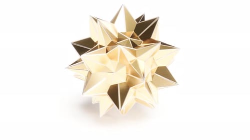 Abstract Gold Star Geometric Object Rotating Morphing Loop