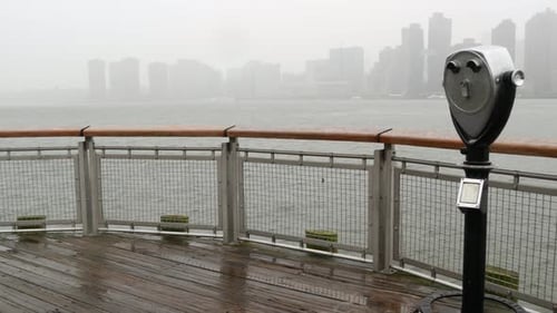 New York City Waterfront Skyline Manhattan Midtown Riverfront Skyscrapers Cityscape From Queens