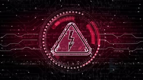 Electric power danger warning symbol loop digital concept