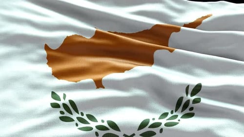 Realistic Waving Fabric Flag of Cyprus Animation