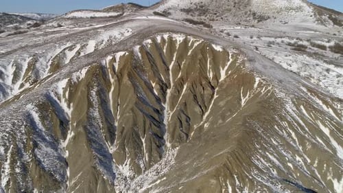 Winter Mountain Range Aerial View