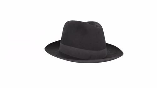 Animated 3D Black Fedora Hat Rotating Loop