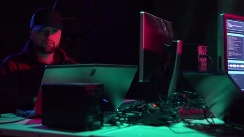 Hackers Making Cryptocurrency Fraud Using Virus Software and Computer Interface Blockchain