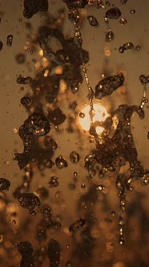 Golden Water Droplets Abstract Nature