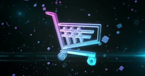 Panier d'achat en ligne, symbole, boucle, concept numérique