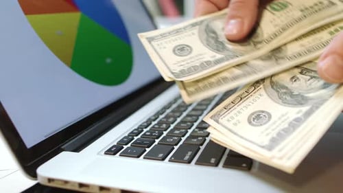 Man Hands Counting Money Cash In Office. Close Up Of Us Dollar Bills In Hands In Finance Company ...