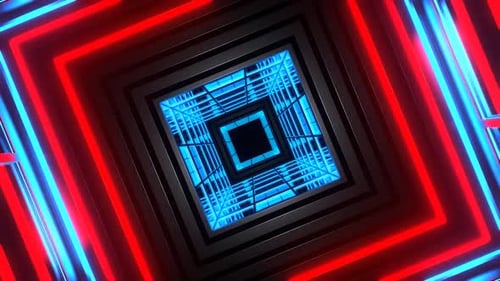 Red And Blue Square Strobe Light Tunnel Background Vj Loop In HD