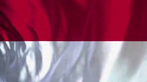 Realistic Red and White Fabric Flag Waving Seamless Animation