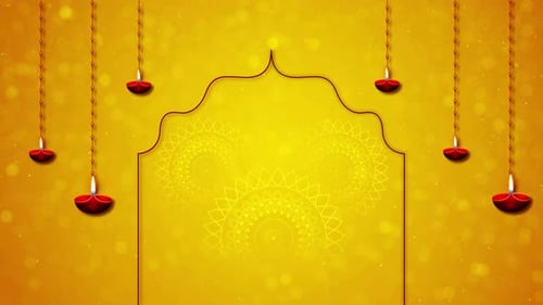 Happy Diwali or Deepawali Card with Decorative Lights and Fireworks Copy Space Diwali