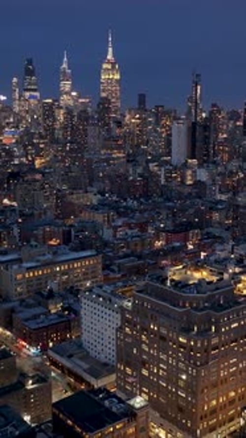 Night View of Downtown New York At Manhattan In New York United States.
