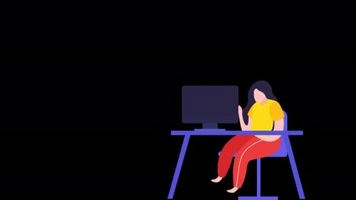 Successful Businessman Working On Laptop 4K Alpha Channel