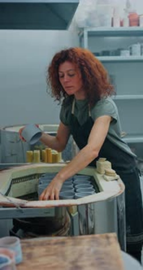 Workshop Woman or Check Ceramic Cup Pottery Design or Mug for Quality