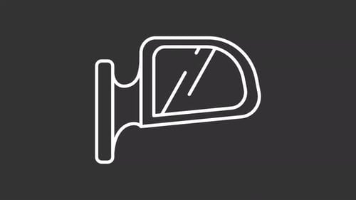 Animated side view mirror white line icon