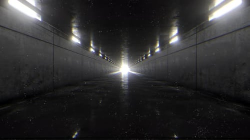 Gritty Industrial Tunnel Flythrough with Distorted Light Effect