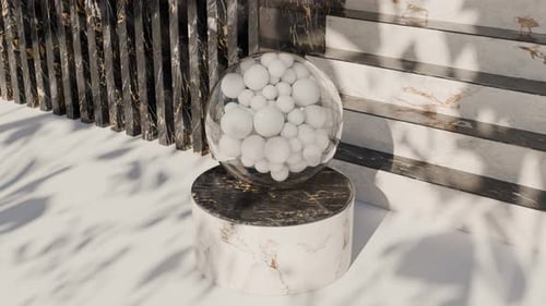 Rotating Balls 3D Rendering Concept