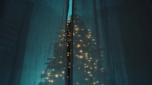 Festive Christmas Tree with String Lights and Ornaments