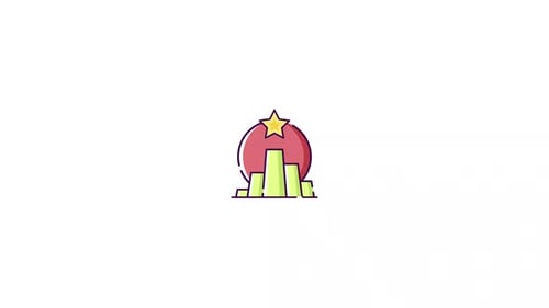 Minimalist Animated Corporate Achievement Icon with Rising Bars