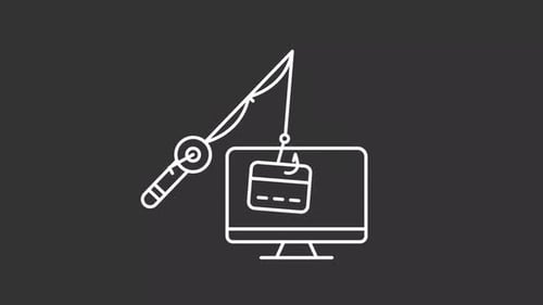 Animated Phishing Scam Credit Card on Computer Monitor