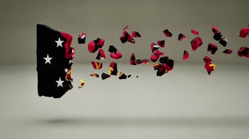 Papua New Guinea Map Assemble Animation with Flag Colors