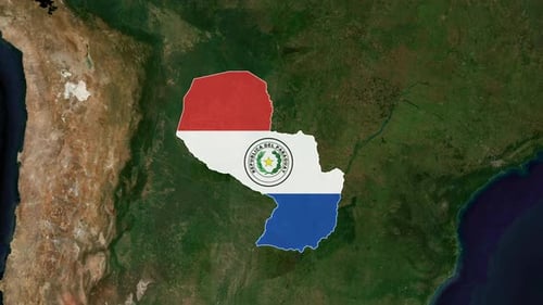 Animated Map Reveal of Paraguay with National Flag